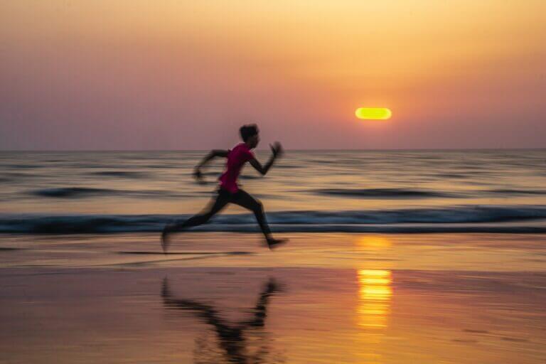 Man running at the beach